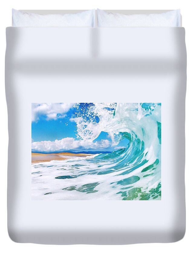 Ocean Duvet Cover featuring the painting True Blue by Paul Topp