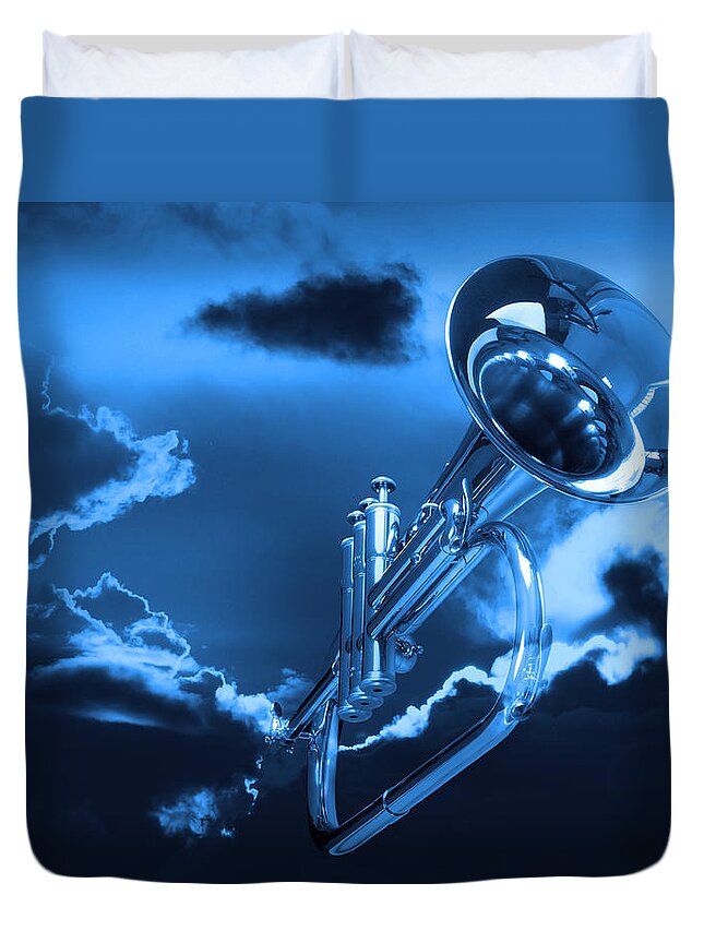 Music Duvet Cover featuring the photograph Trumpet Blues by Gill Billington