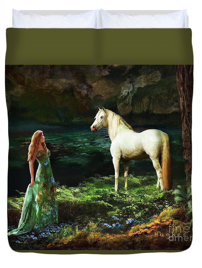 White Stallions Duvet Cover featuring the digital art Trust Me by Melinda Hughes-Berland