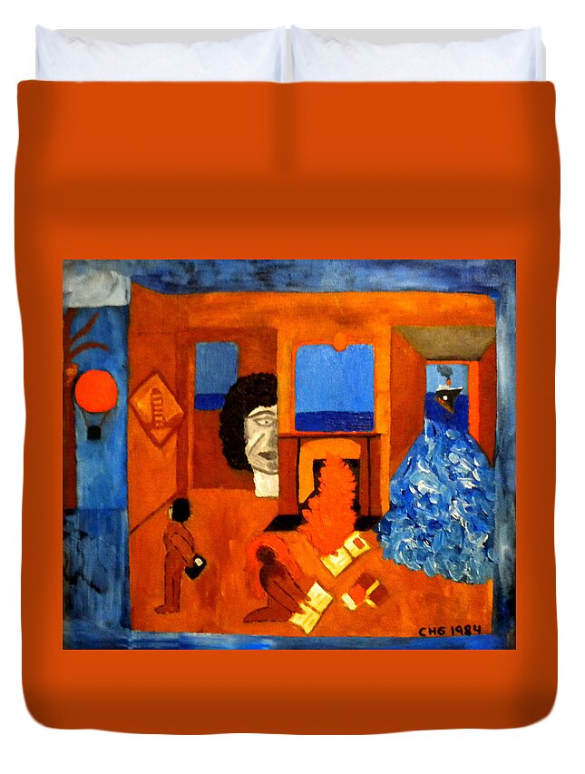 Colette Duvet Cover featuring the painting Trying to find the way out or is it better to stay  by Colette V Hera Guggenheim