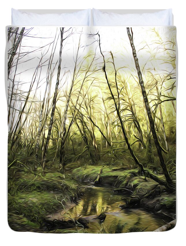 Pond Duvet Cover featuring the photograph Tryon Creek by Lorraine Baum