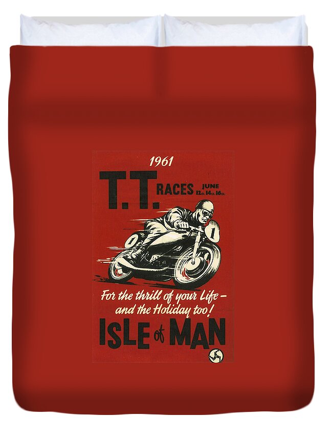 Tt Duvet Cover featuring the digital art TT Races 1961 by Georgia Fowler