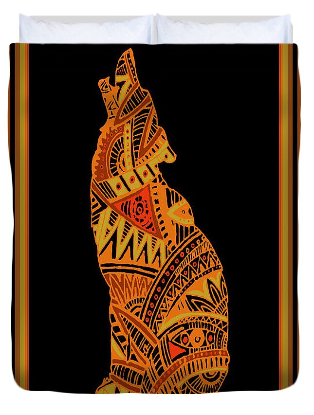 Coyote Duvet Cover featuring the digital art Tucson Arizona Coyote by Vagabond Folk Art - Virginia Vivier