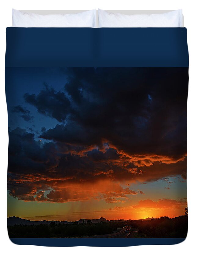 Arizona Duvet Cover featuring the photograph Tucson Sunset h59 by Mark Myhaver