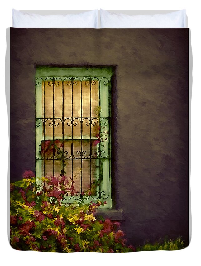 Arizona Duvet Cover featuring the photograph Tucson's Window by Maria Coulson