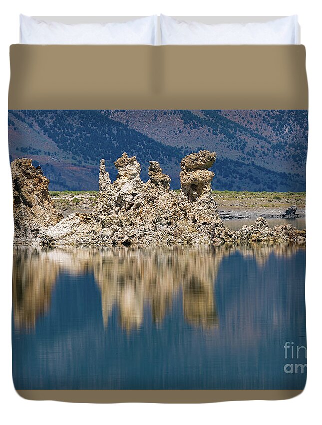 Mono Lake Duvet Cover featuring the photograph Tuffa Reflection by Anthony Michael Bonafede