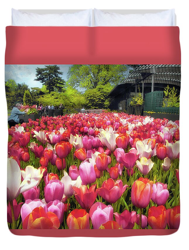 New York Botanical Garden Duvet Cover featuring the photograph Tulip Parade by Jessica Jenney