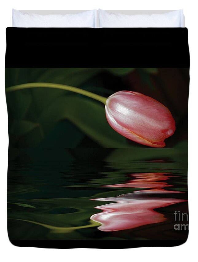 Tulip Duvet Cover featuring the photograph Tulip Reflections by Elaine Teague