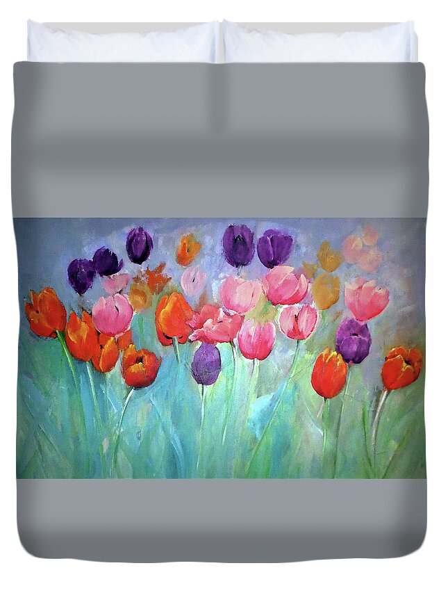 Tulip Duvet Cover featuring the digital art Tulip Timeless By Lisa Kaiser by Lisa Kaiser