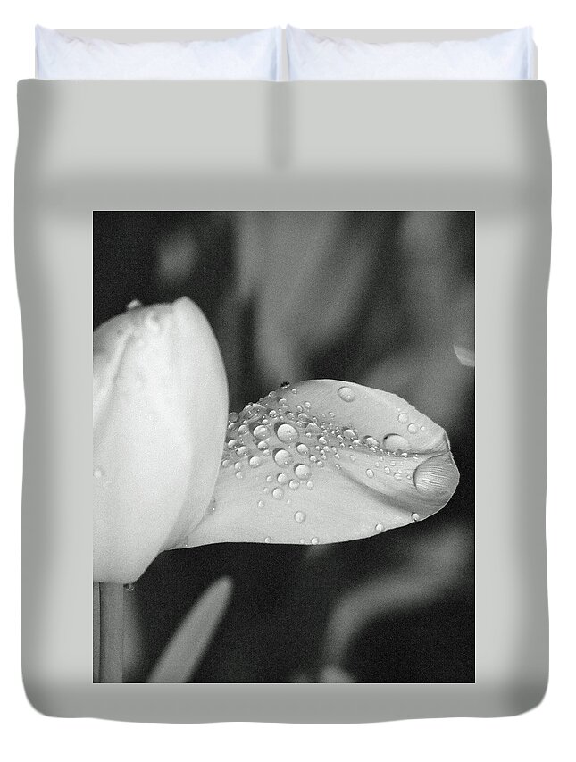 Tulip Duvet Cover featuring the photograph Tulips - Beauty In Bloom - BW Infrared SFX 17 by Pamela Critchlow
