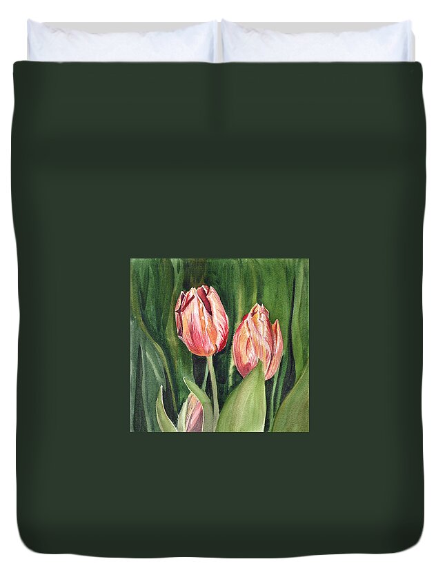 Tulip Duvet Cover featuring the painting Tulips by Irina Sztukowski