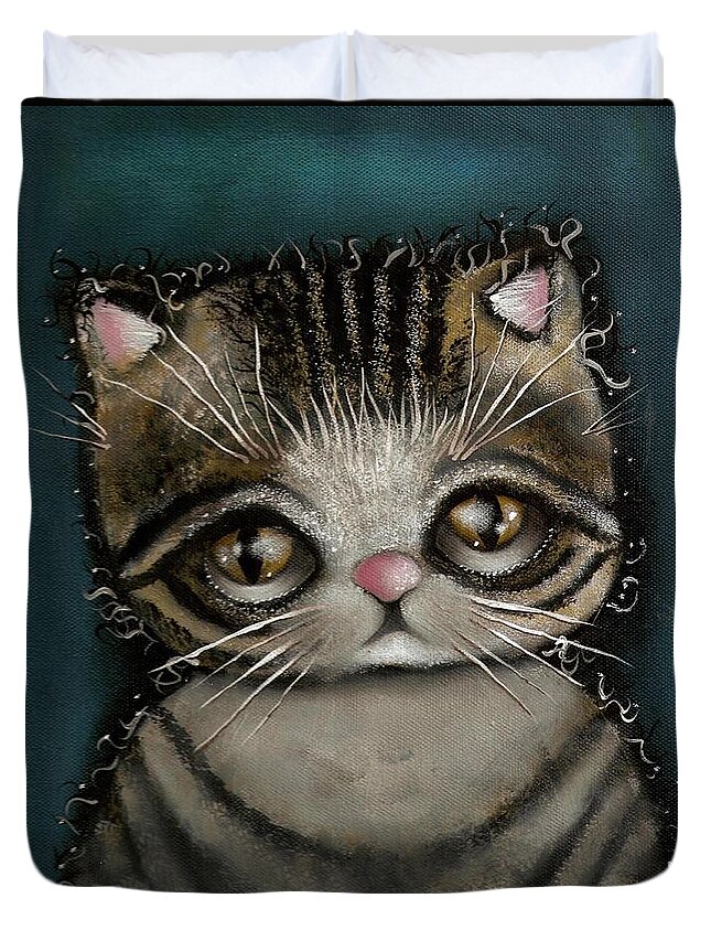 Kittie Cat Duvet Cover featuring the painting Tully by Abril Andrade