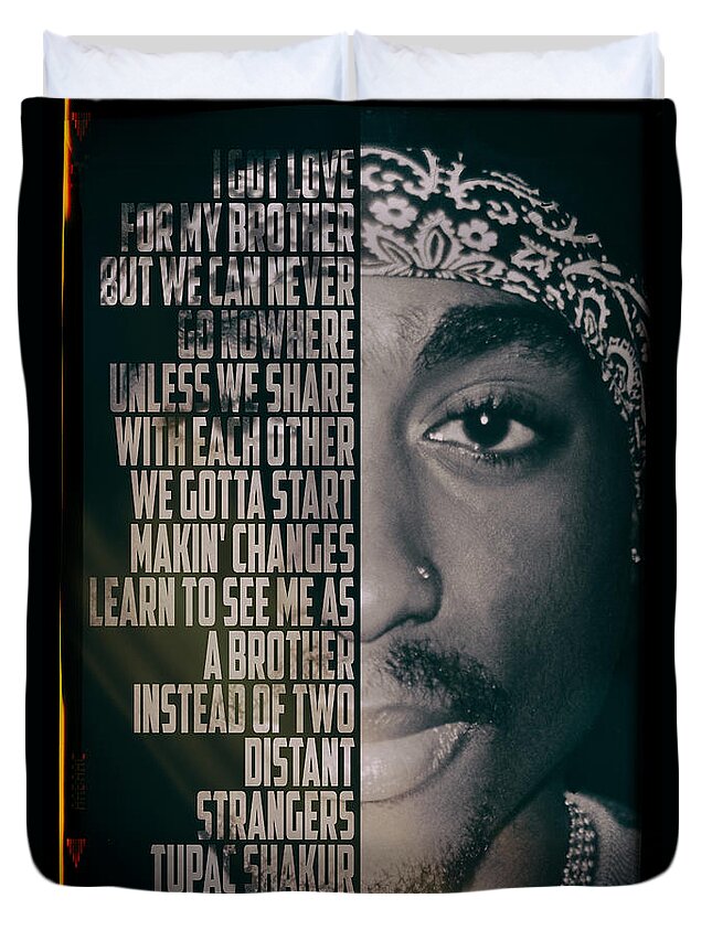 Pop Duvet Cover featuring the photograph Tupac Shakur by Jonas Luis