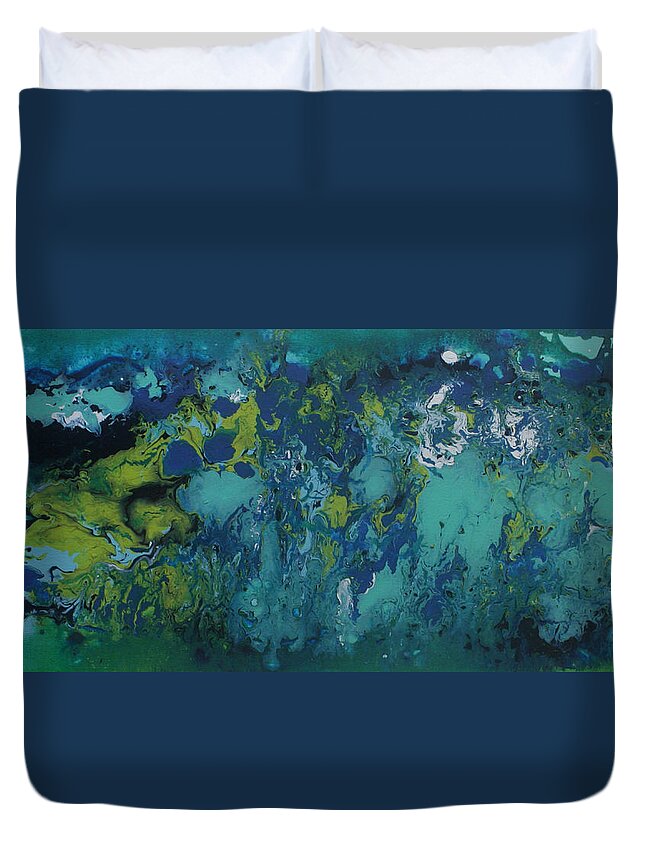 Blue Duvet Cover featuring the painting Turquoise Blue by Alma Yamazaki