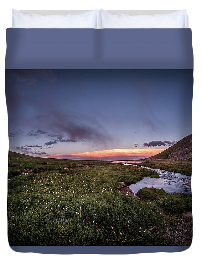 American West Duvet Cover featuring the photograph Twilight Alpine Stream by Chris Bordeleau