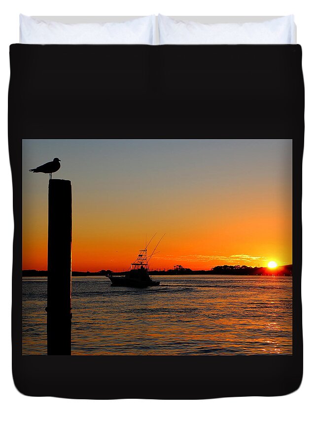 Tags: Destin Duvet Cover featuring the photograph Twilight Voyage by Larry Beat