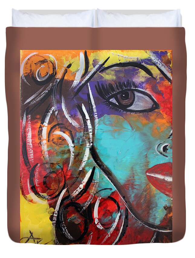  Duvet Cover featuring the painting Twin 1 by Artista Elisabet