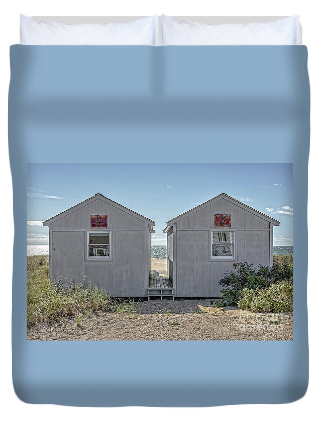 Cottage Duvet Cover featuring the photograph Twin Beach Cottages Cape Cod by Edward Fielding