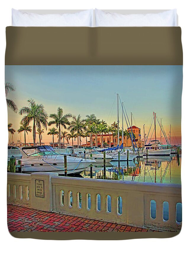 Twin Dolphin Marina Duvet Cover featuring the photograph Twin Dolphin Marina by HH Photography of Florida