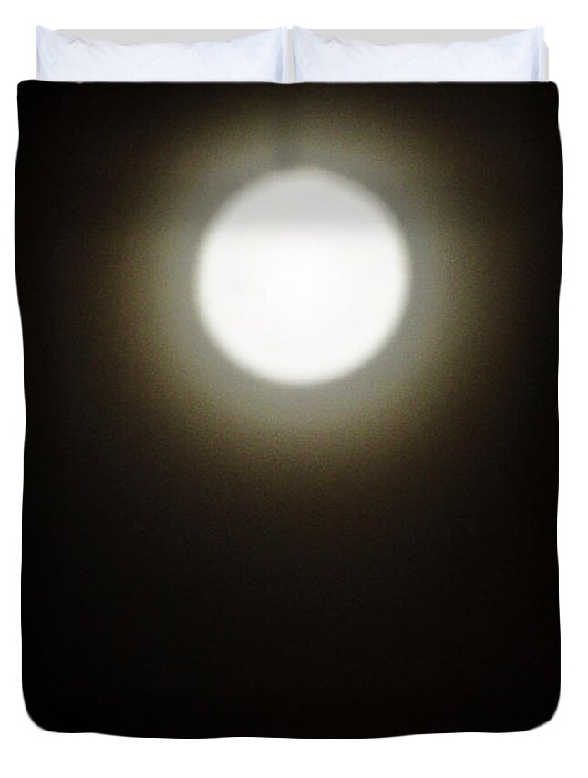 Rebecca Dru Duvet Cover featuring the photograph Twin Flame Moon on 12-12 by Rebecca Dru
