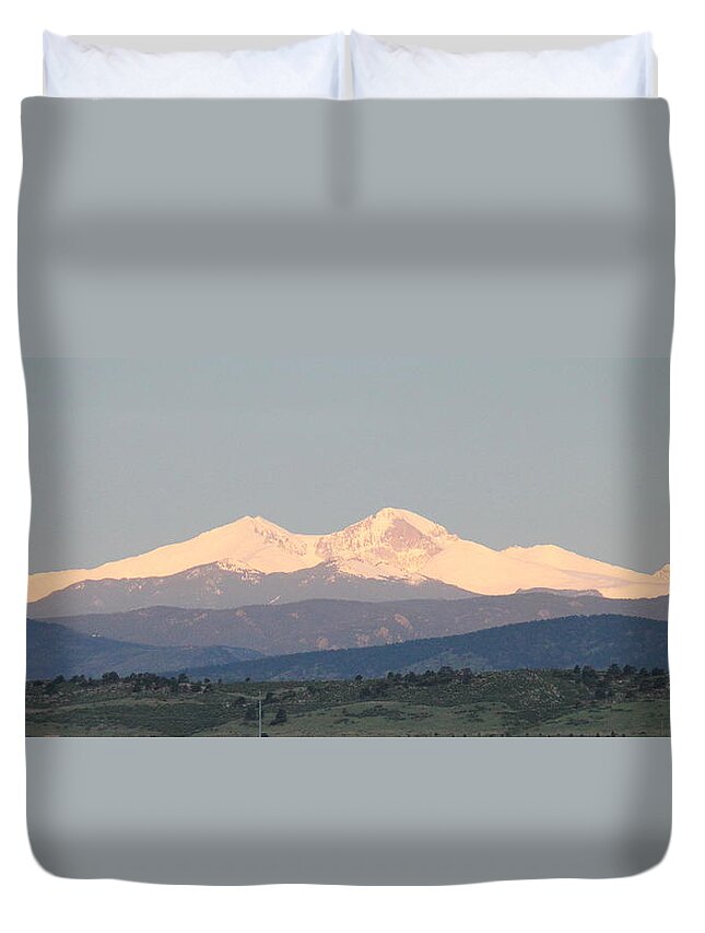 Front Range Duvet Cover featuring the photograph Twin Peaks by Trent Mallett