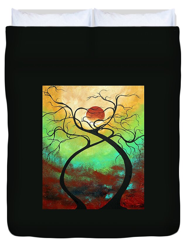 Landscape Duvet Cover featuring the painting Twisting Love II Original Painting by MADART by Megan Duncanson
