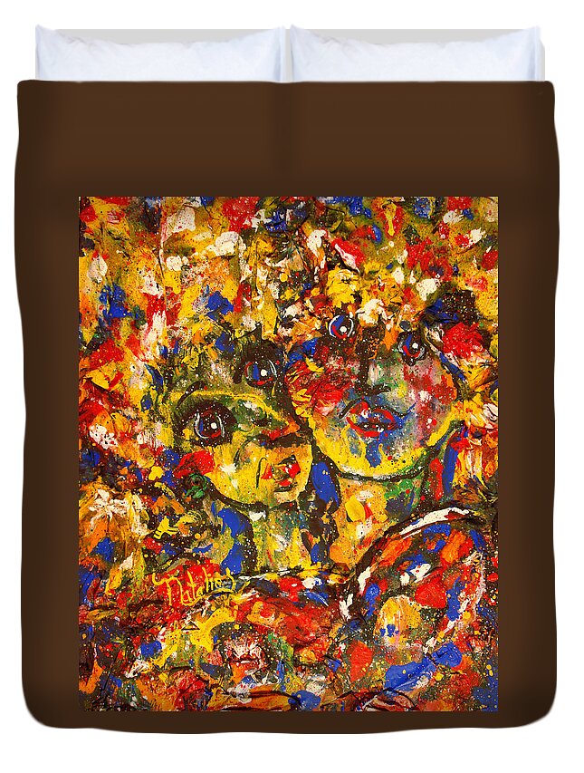 Best Friends Duvet Cover featuring the painting Two Best Friends by Natalie Holland