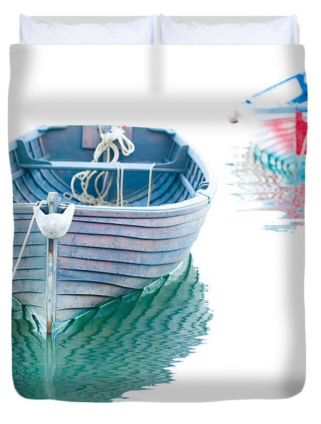 River Tamar Duvet Cover featuring the photograph Two Boats by Helen Jackson