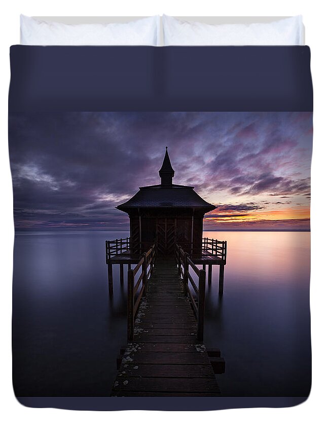 Lake Duvet Cover featuring the photograph Two faces by Dominique Dubied