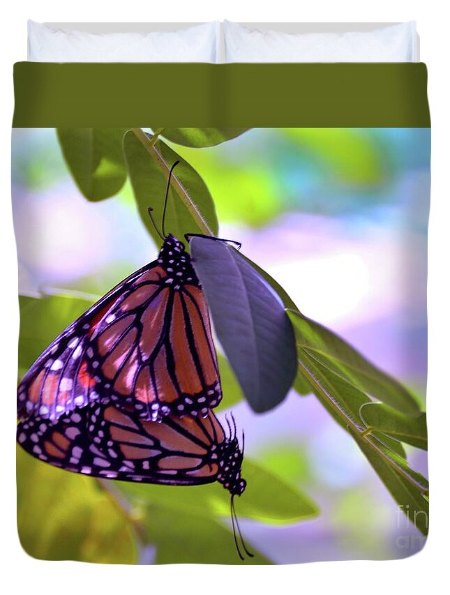 Butterfly Duvet Cover featuring the photograph Two Hearts Beat As One by Robyn King