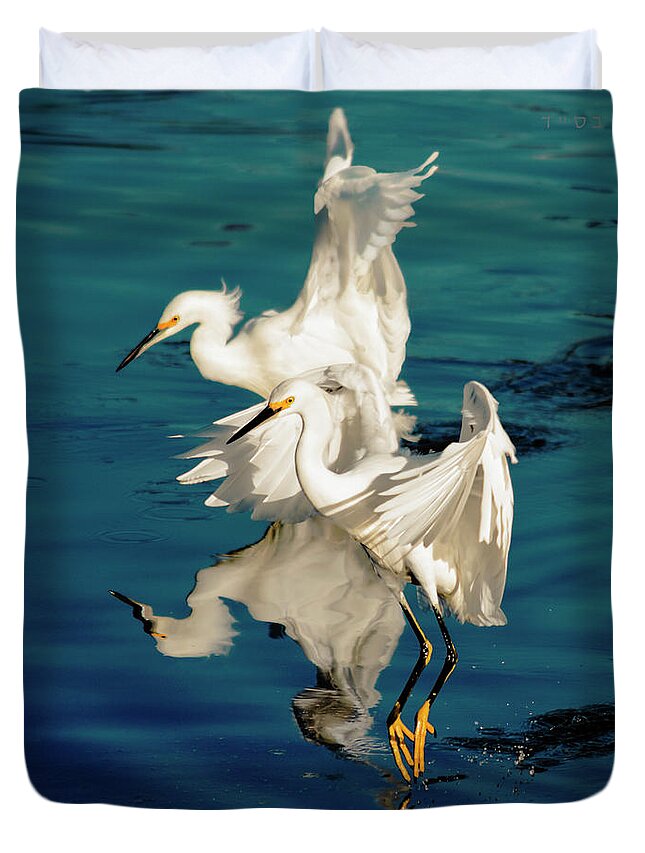 Wildlife Duvet Cover featuring the photograph Two in Tandem by Brian Tada