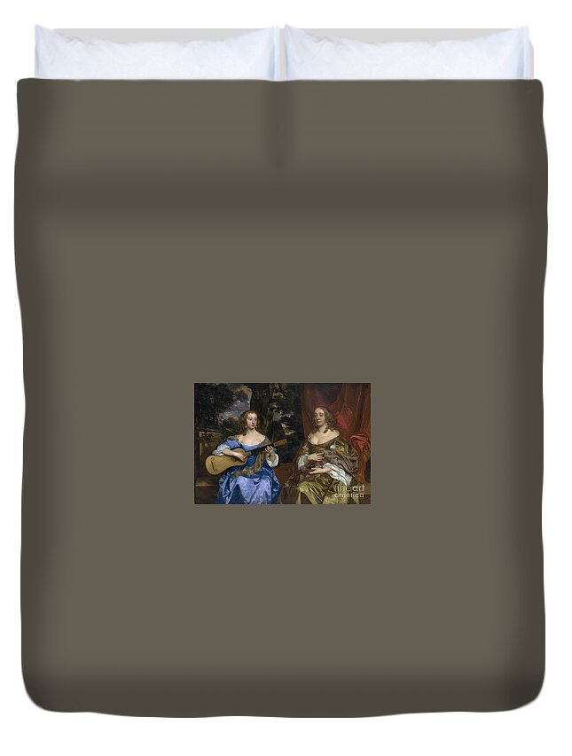 Sir Peter Lely (1618&-8209;1680) Two Ladies Of The Lake Family Duvet Cover featuring the painting Two Ladies of the Lake Family by MotionAge Designs