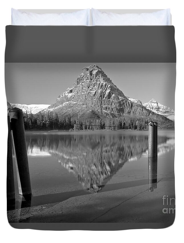  Duvet Cover featuring the photograph Two Med Posts by Adam Jewell