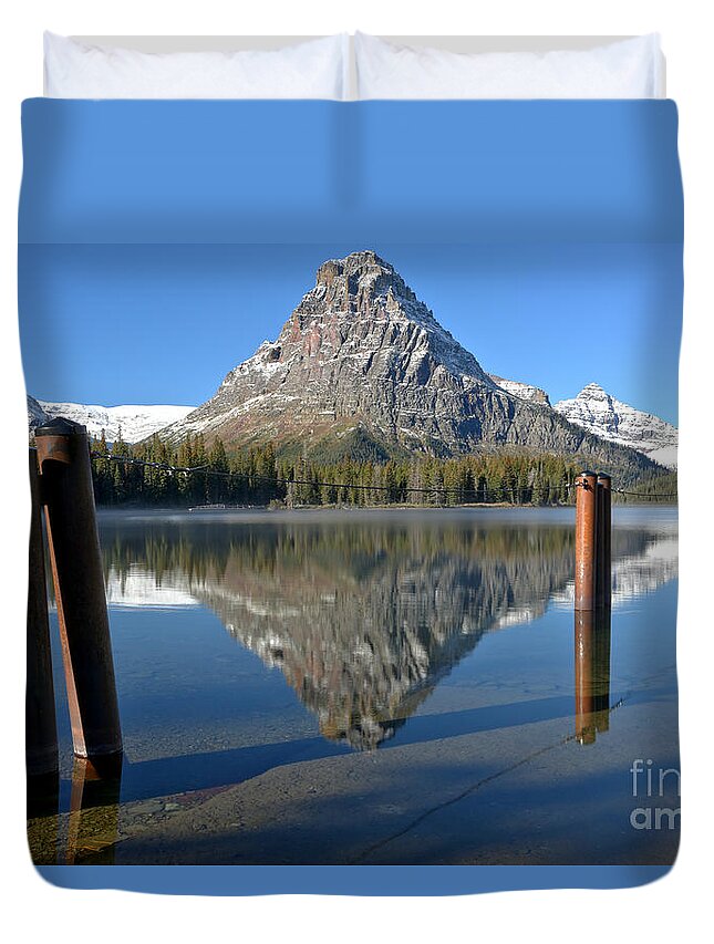  Duvet Cover featuring the photograph Two Med Posts Color by Adam Jewell