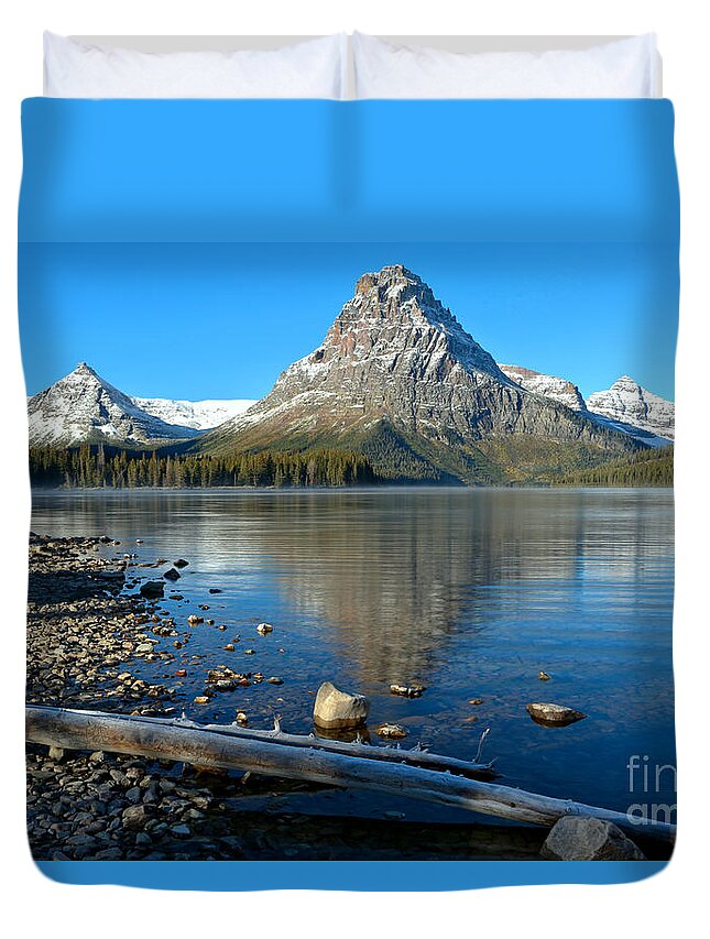  Duvet Cover featuring the photograph Two Medicine Driftwood by Adam Jewell