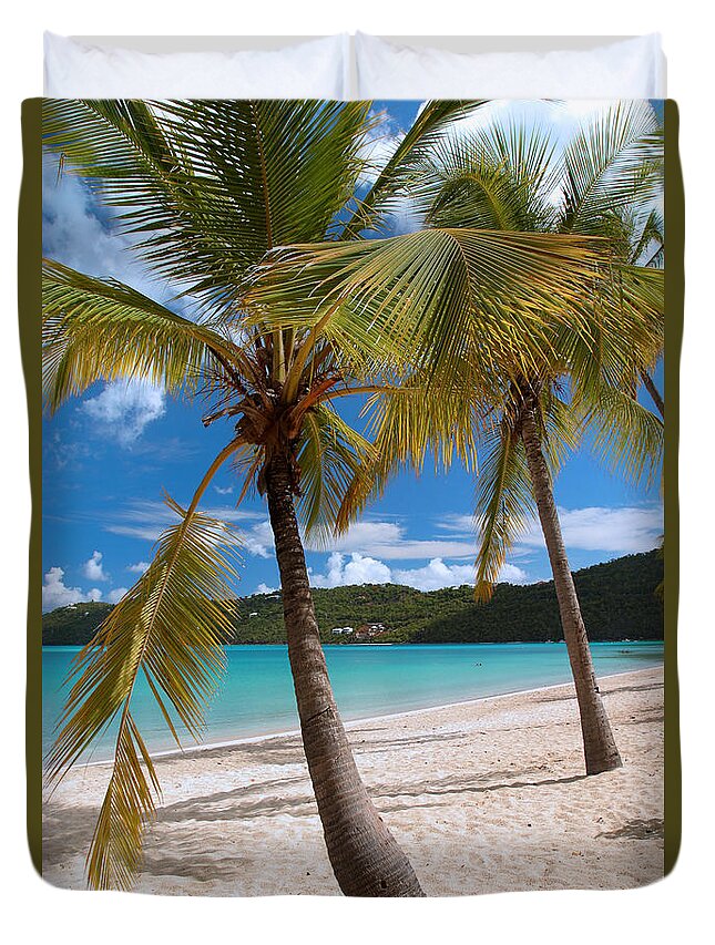 Magens Bay Duvet Cover featuring the photograph Two Palms by Gary Felton