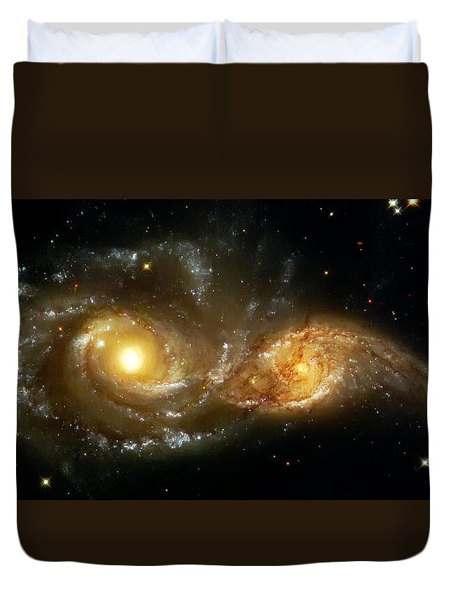 Nebula Duvet Cover featuring the photograph Two Spiral Galaxies by Jennifer Rondinelli Reilly - Fine Art Photography