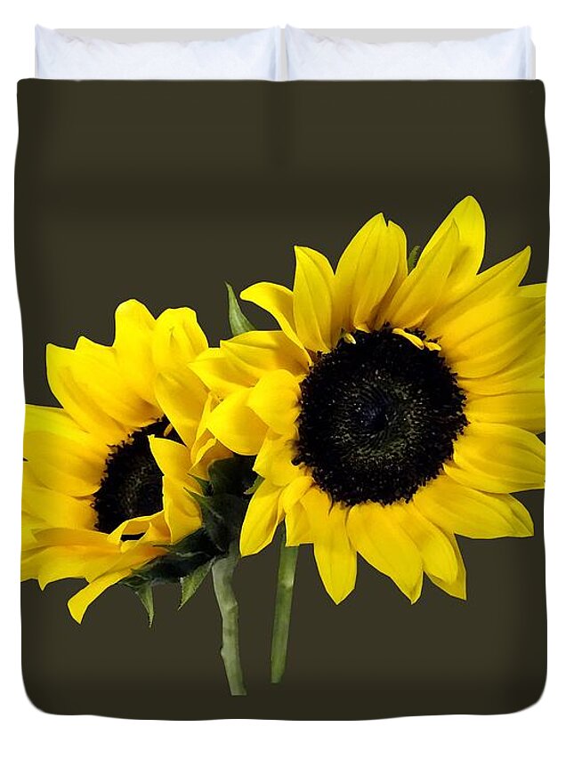 Sunflower Duvet Cover featuring the photograph Two Sunflowers by Susan Savad