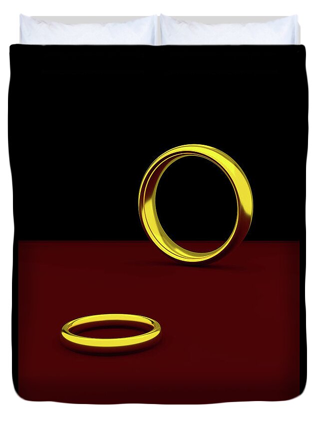 Ring Duvet Cover featuring the digital art Two wedding rings by Clayton Bastiani