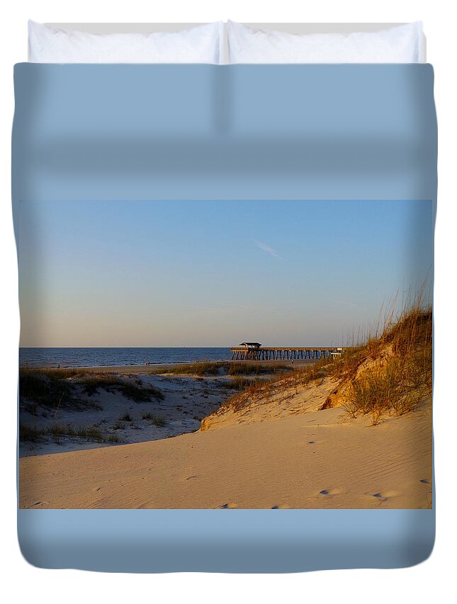 Savannah Duvet Cover featuring the photograph Tybee Dunes by Julie Pappas