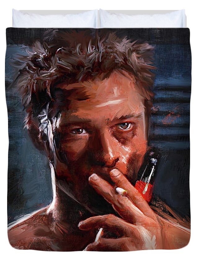 Tyler Durden In The Shadows Fight Club Duvet Cover For Sale By