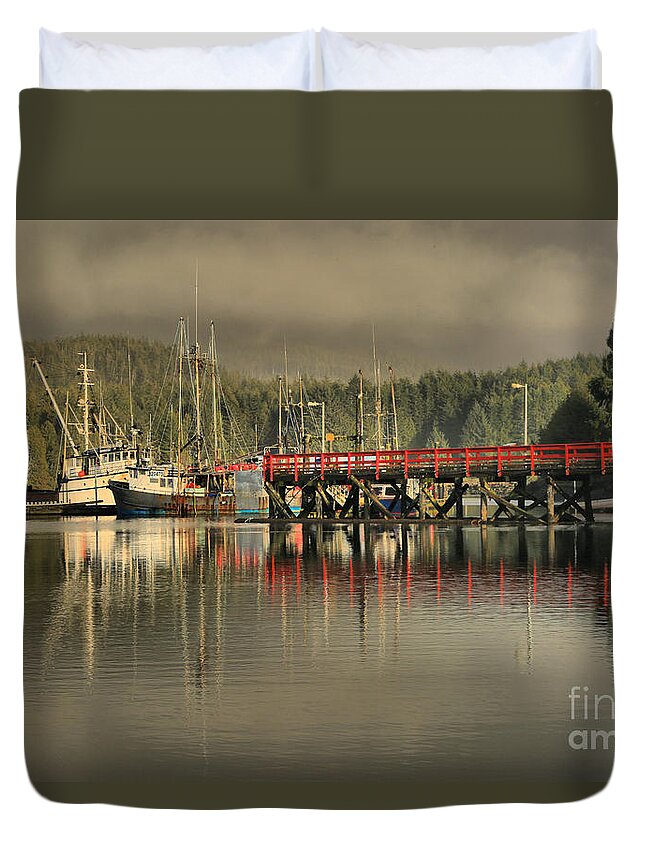 Commercial Fishing Duvet Cover featuring the photograph Ucluelet Commerical Fishing Trawlers by Adam Jewell