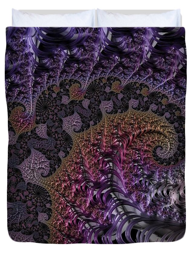 Fractal Duvet Cover featuring the digital art Ultra Leaf Spiral by Paisley O'Farrell