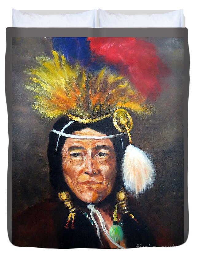 Lee Piper Duvet Cover featuring the painting Uncle Joe by Lee Piper