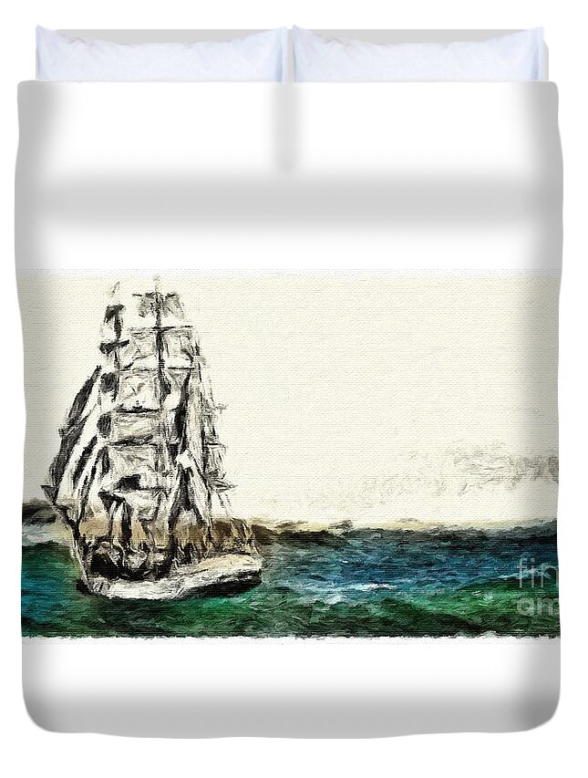 Under Full Canvas Duvet Cover featuring the photograph Under full canvas by Blair Stuart
