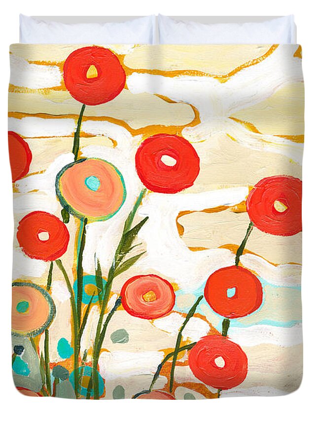 Poppy Duvet Cover featuring the painting Under the Desert Sky by Jennifer Lommers