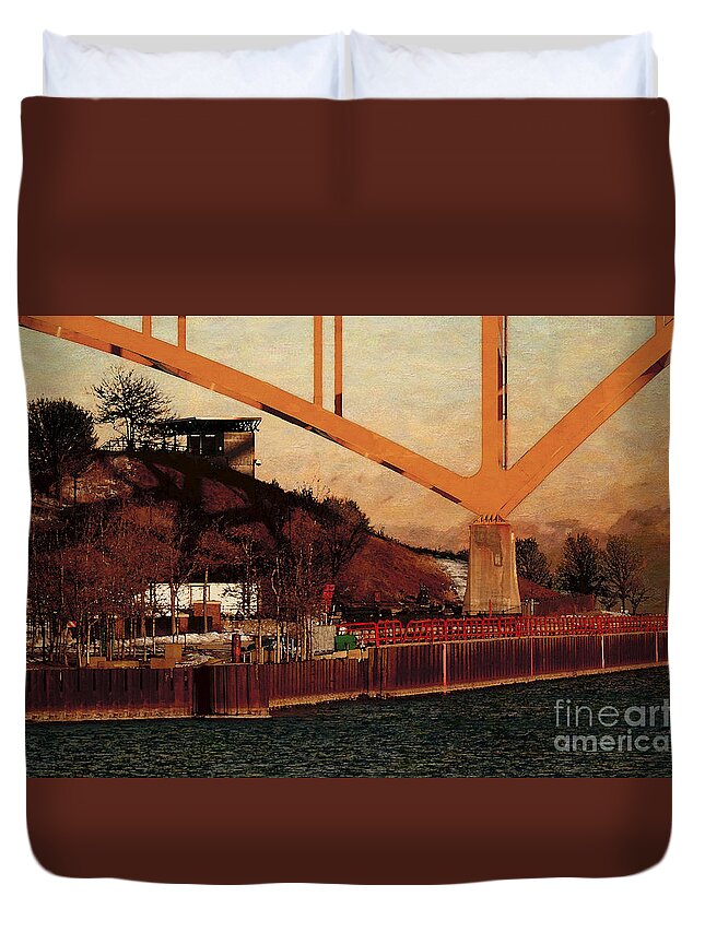River Duvet Cover featuring the digital art Under the Hoan by David Blank