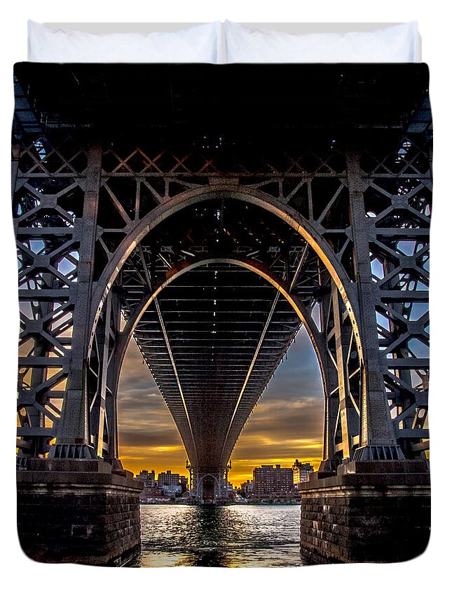 Williamsburg Bridge Duvet Cover featuring the photograph Under the Williamsburg Bridge by James Aiken