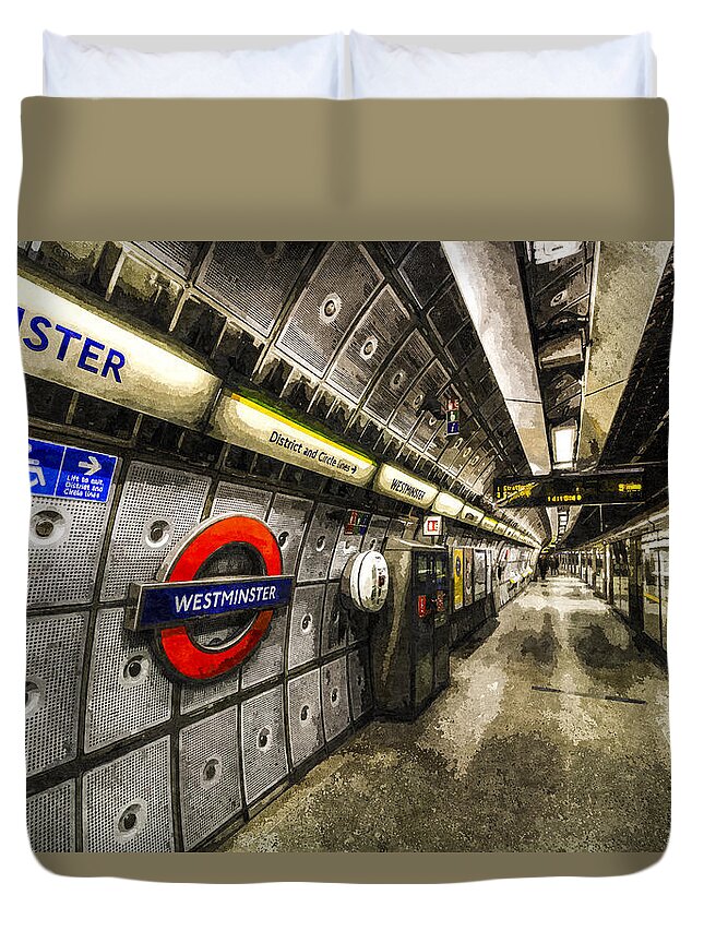 Tube Duvet Cover featuring the photograph Underground London Art by David Pyatt