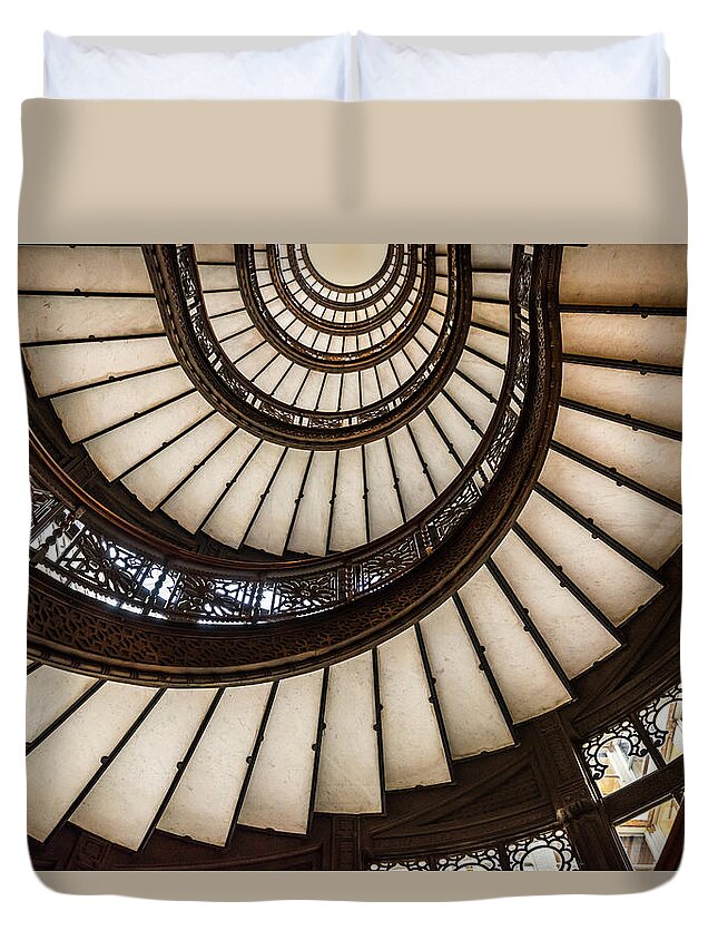 Chicago Duvet Cover featuring the photograph Underneath the Rookery Staircase by Anthony Doudt